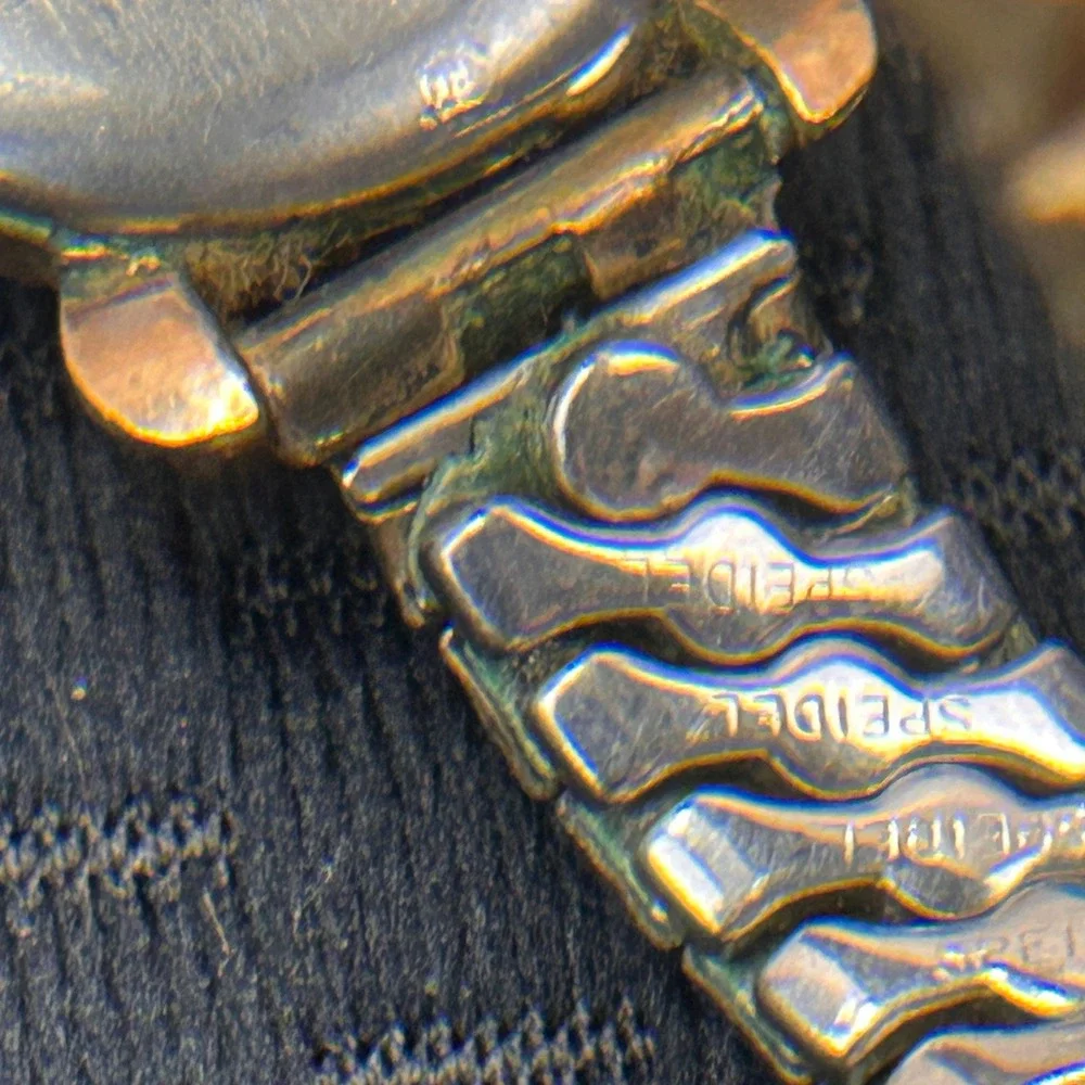 Benrus Vintage Mechanical Watch Black Dial Gold Tone Speidel Band Parts Repair‎